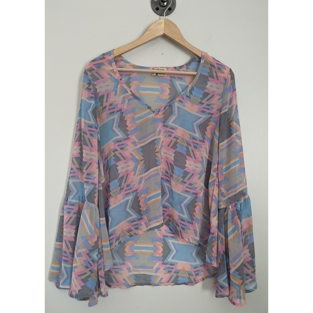 Show Me Your Mumu Pastel Aztec Print Bell Sleeve
